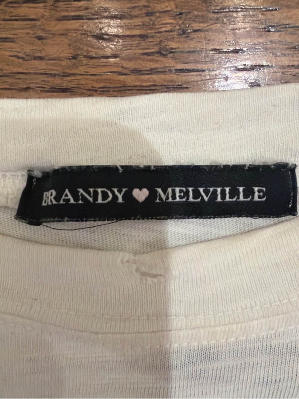 Brandy Melville Cream Crew Neck Tee - Picture 4 of 4